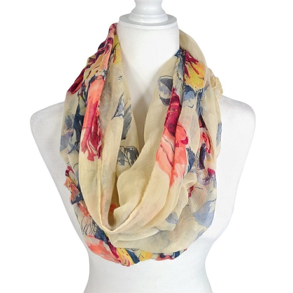 Women's Dainty Floral Pastel Yellow Gauzy Scarf Wrap